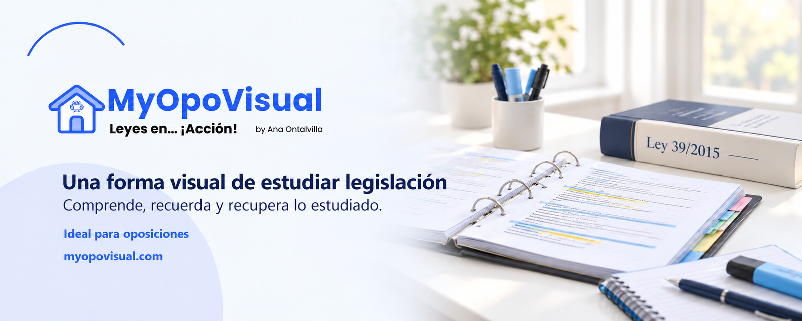 MyOpoVisual. Una forma visual de estudiar legislación, ideal para oposiciones, sobre un fondo de materiales de estudio de la Ley 39/2015